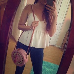 SOLD  with FREE tassel! Round rattan bag